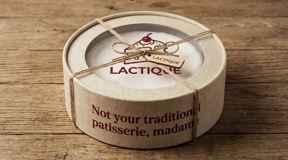 Lactique packaging with the brie-style cheese-cake.