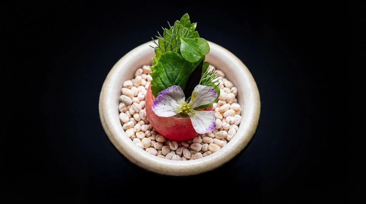 Alkalised radish and crab.