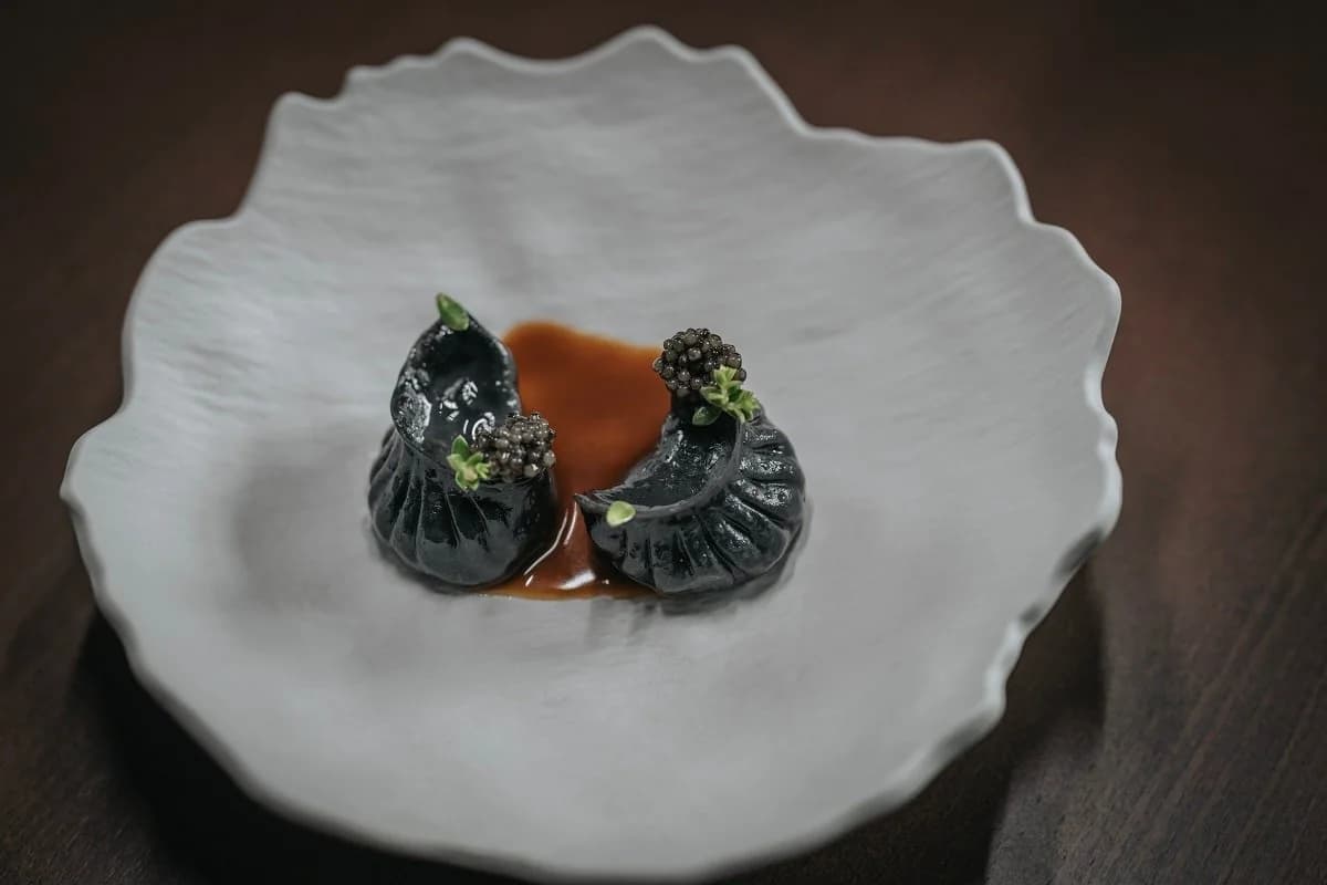 Grilled duck jiaozi.